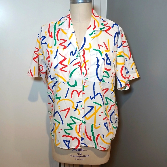 Westbound Tops - Westbound Vintage Buttton Down Colorful Blouse Size Small